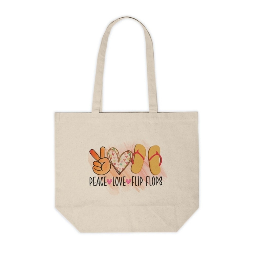 Peace Love Flip Flops Custom Canvas Tote Bag